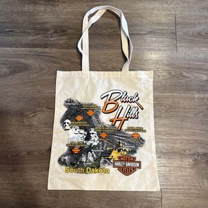 Harley-Davidson Motorcycles Canvas Tote bag Black Hills South Dakota NWOT